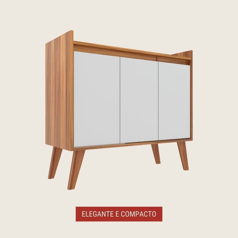 Aparador Buffet 90cm Retro Mdf Madri - On Móveis Cor:nogal - 2