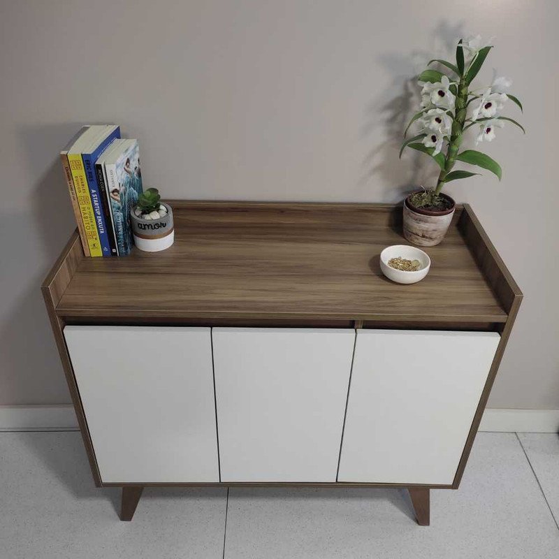 Aparador Buffet 90cm Retro Mdf Madri - On Móveis Cor:nogal - 8