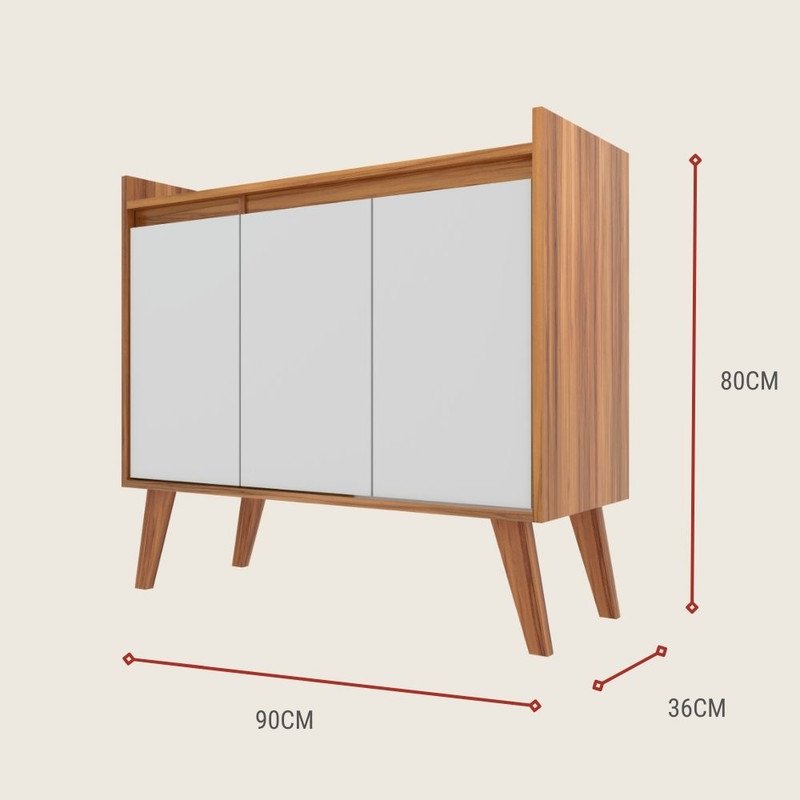 Aparador Buffet 90cm Retro Mdf Madri - On Móveis Cor:nogal - 3