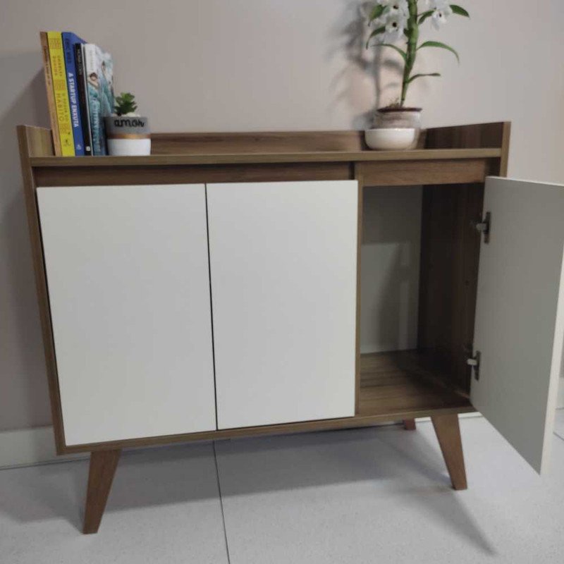 Aparador Buffet 90cm Retro Mdf Madri - On Móveis Cor:nogal - 11