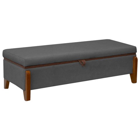 Baú Organizador Puff Bali 195 Cm Bouclé para Quarto e Sala:cinza Grafite