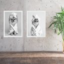 Ver imagem 2 de Kit 2 Quadros Divertidos para Banheiro Gatinha e Cachorrinha 45x34cm - com Vidro:moldura Branca