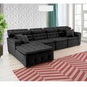 Ver imagem 7 de Sofá Orlando 3.45x1.50m com Chaise, Retrátil e Reclinável - Preto