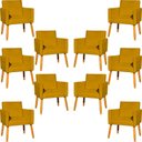 Ver imagem 1 de Kit 10 Poltronas Decorativa para Sala Nina Suede Cores Pé Palito 30cm Castanho - Mostarda, Suede