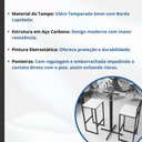 Ver imagem 3 de Conjunto Mesa Alta Bar Bistrô Redonda Vidro 2 Banquetas Estofado Industrial Don Castro