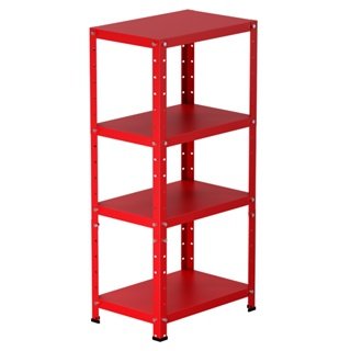 Estante Aço Pequena P 60kg 4 Bandejas Tripartida 95cm X 30cm X 45cm Vermelho