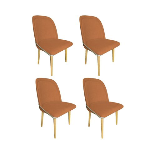 Kit 4 Cadeiras Sala Jantar Aço Champanhe Vianney Jbv Móveis: Terracota