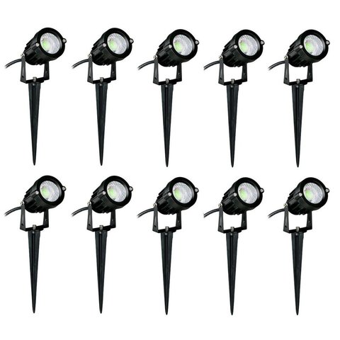 Kit 10x Espeto de Jardim 7w 3000k Branco Quente Bivolt À Prova D'água