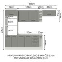 Ver imagem 4 de Armário de Cozinha Completa 290cm Branco Cinza Agata Madesa 04