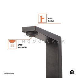 Torneira Para Banheiro Misturador Duplo Comando Aço Inox 304 Japurá Pingoo.casa - Preto - 4