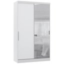 Ver imagem 1 de Guarda Roupa Solteiro 135cm 2 Portas e Espelho Delphi Branco L01 - Mpozenato