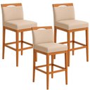 Ver imagem 2 de Kit 3 Banquetas Alta Cozinha Gourmet Conforto Linho:linho Bege