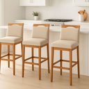 Ver imagem 1 de Kit 3 Banquetas Alta Cozinha Gourmet Conforto Linho:linho Bege