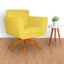 Ver imagem 2 de Poltrona Decorativa Isabela em Tressê Pés Madeira Giratório Suede Amarelo - DS Estofados