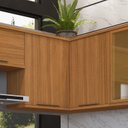 Ver imagem 1 de Armário Aéreo de Canto Reto 2 Portas para Cozinha Modulada Madri Amarelo/Freijó