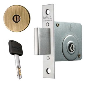 Fechadura Trava Auxiliar para Porta de Entrada Multiponto 40mm Roseta Redonda Antique Papaiz