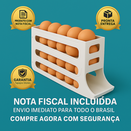 Organizador Porta Ovos com Suporte Rolante Automático para 21 Unidades Cor Branco - 2