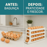 Organizador Porta Ovos com Suporte Rolante Automático para 21 Unidades Cor Branco - 10