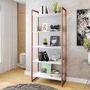 Ver imagem 7 de Conjunto 2 Peças Escrivaninha 120cm e Estante 5 Prateleiras Espresso Móveis Industrial Branco Cobre