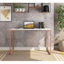 Ver imagem 4 de Conjunto 2 Peças Escrivaninha 120cm e Estante 5 Prateleiras Espresso Móveis Industrial Branco Cobre