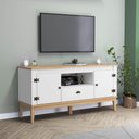 Ver imagem 1 de Rack Colonial Mel e Branco com 2 Portas e 1 Gaveta para Tvs de até 60 Polegadas Mb 1015