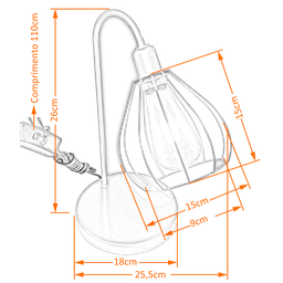 Abajur de Quarto Luminária Industrial Aramado Teardrop Preta - 2