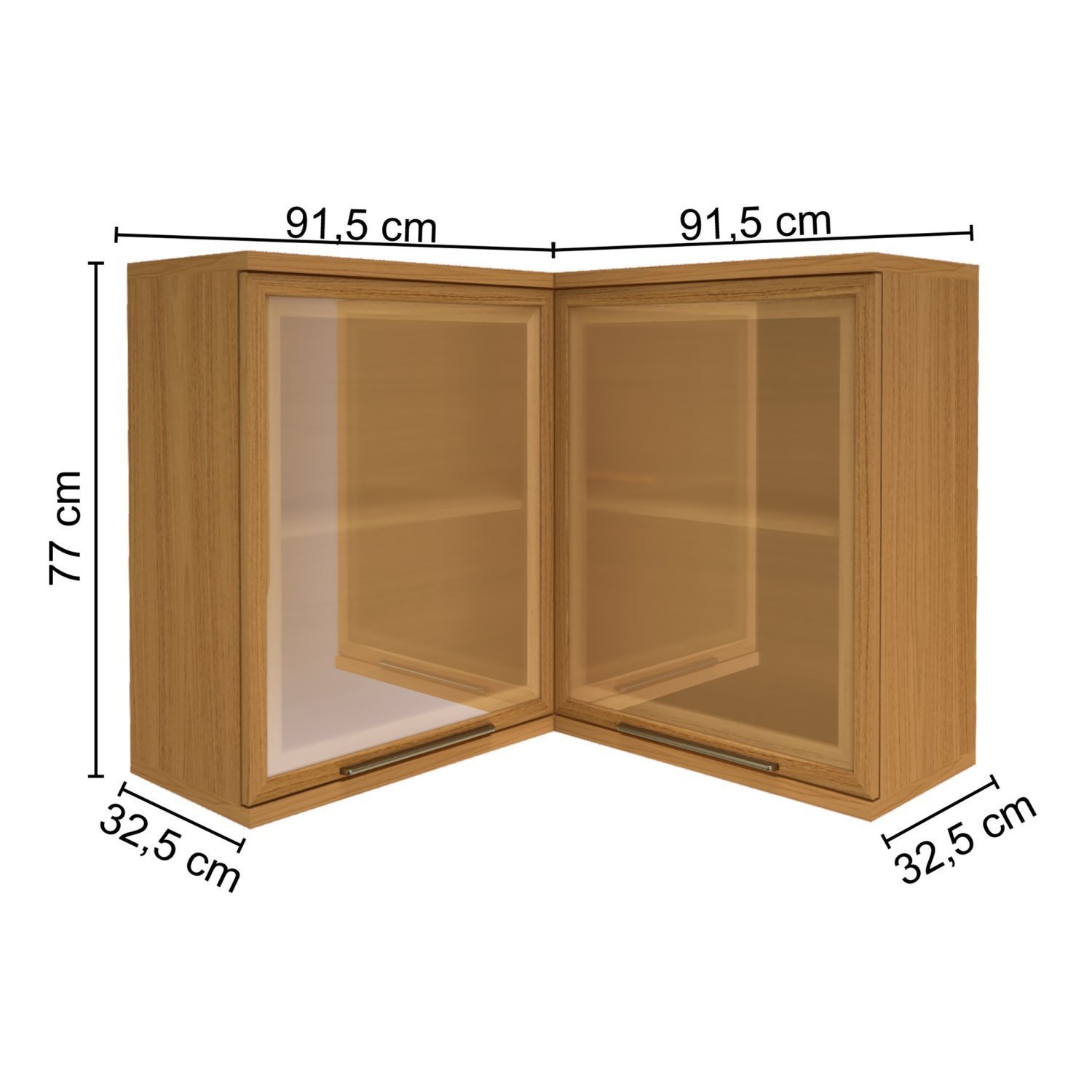 Armário Aéreo de Canto para Cozinha 2 Portas com Vidro Madri  - 4