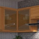 Ver imagem 1 de Armário Aéreo de Canto Reto 2 Portas com Vidros Reflecta para Cozinha Modulada Madri Amarelo/Freijó