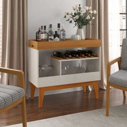 Aparador Sala Barzinho Dakar Organizador Bebidas Decoração Hall Entrada Cozinha Retrô - Off/madeira - 2 Aparador Sala Barzinho Dakar Organizador Bebidas Decoração Hall Entrada Cozinha Retrô - Off/madeira - 2