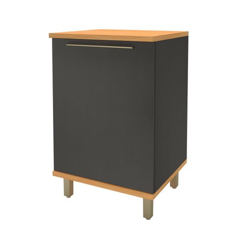 Balcão com Tampo 60cm 1 Porta para Cozinha Modulada Madri Preto/Chumbo