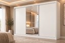 Ver imagem 1 de Guarda Roupa Casal com Espelho 3 Portas 6 Gavetas Wood Branco