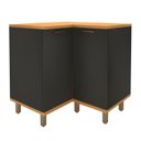 Ver imagem 1 de Balcão de Canto Reto com Tampo 2 Portas com Pés para Cozinha Modulada Chumbo Madri Preto