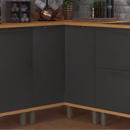 Balcão de Canto Reto com Tampo 2 Portas para Cozinha Modulada Madri - 1