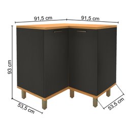 Balcão de Canto Reto com Tampo 2 Portas para Cozinha Modulada Madri - 4