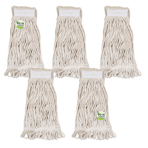 Refil Úmido Mop Esfregão Algodão 330g com Cinta - Kit 5 Unidades para Limpeza Úmida Retenção de Líqu