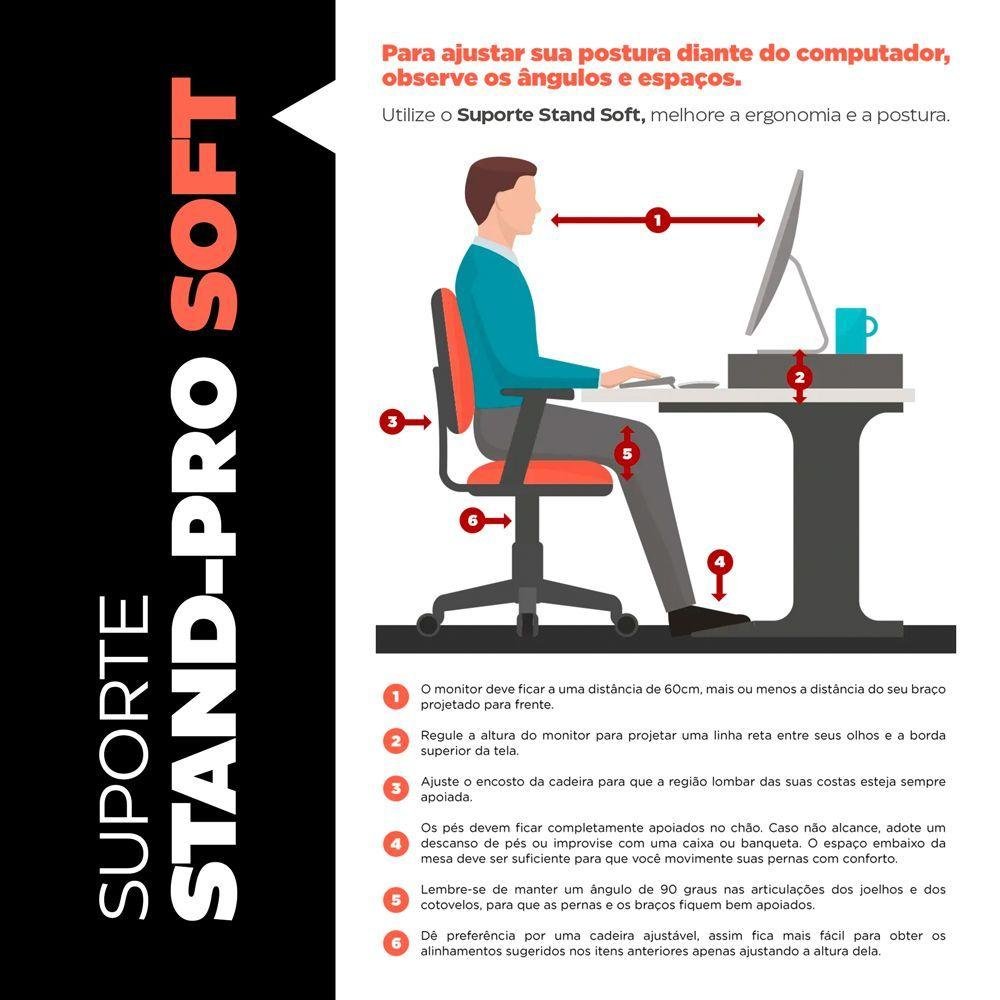 Base Suporte Stand-pro para Monitor Setup Soft Elevado 95x15cm em 100% Mdf Preto - Abmaza - 2