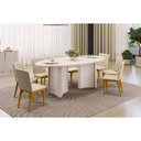 Ver imagem 1 de Conjunto: Mesa Sala Jantar Liz C/ Tampo Madeirado C/ Vidro Oval 218x108cm e 8 Cadeiras Sofia Off