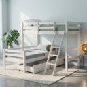 Ver imagem 1 de Cama Beliche L Solteiro Madeira Macica 2 Gavetoes:Branco