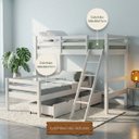 Ver imagem 4 de Cama Beliche L Solteiro Madeira Macica 2 Gavetoes:Branco