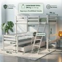 Ver imagem 2 de Cama Beliche L Solteiro Madeira Macica 2 Gavetoes:Branco