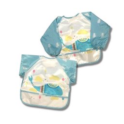 Babador Impermeável Manga Longa Blw Curta Kit 2unds Baleia Baby Babador Blw, Babador Avental, Babado - 10