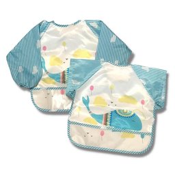 Babador Impermeável Manga Longa Blw Curta Kit 2unds Baleia Baby Babador Blw, Babador Avental, Babado - 6