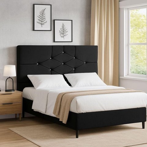 Cabeceira Cama Box Casal 90 Cm Camboriú Suede Preto