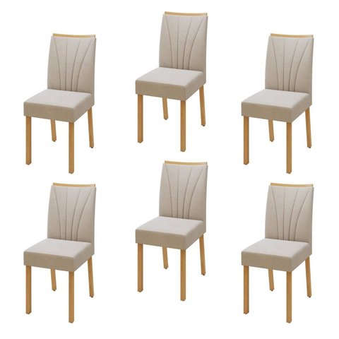 Kit com 6 Cadeiras para Sala de Jantar para Sala de Jantar Pés Madeira Maciça Jade