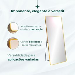 Espelho Grande Corpo Inteiro Retangular com Moldura em Metal Industrial 170 X 70cm - 5