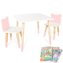 Ver imagem 3 de Mesa e 2 Cadeiras Infantil Urso Kit Livro Educativo em Madeira - Rosa Bebê