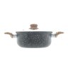 Panela Caçarola de Indução Granilite Preta Tampa de Vidro Antiaderente 22cm -wolff - 2