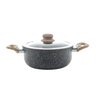 Panela Caçarola de Indução Granilite Preta Tampa de Vidro Antiaderente 22cm -wolff - 4