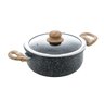 Panela Caçarola de Indução Granilite Preta Tampa de Vidro Antiaderente 22cm -wolff - 1