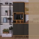Ver imagem 5 de Paneleiro 4 Portas com Nicho Forno para Cozinha Modulada Madri Preto/Chumbo